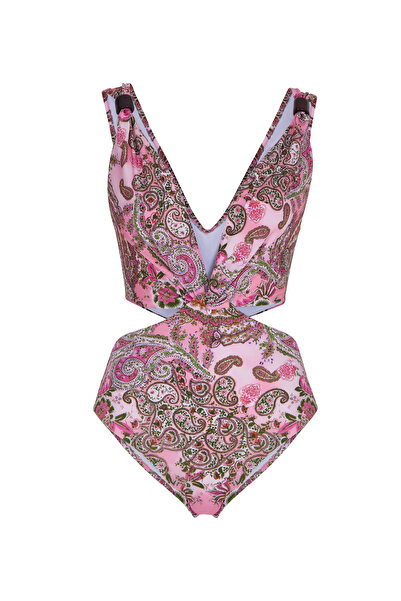 AQUELLA Patterned swimsuit with knot detail and accessories