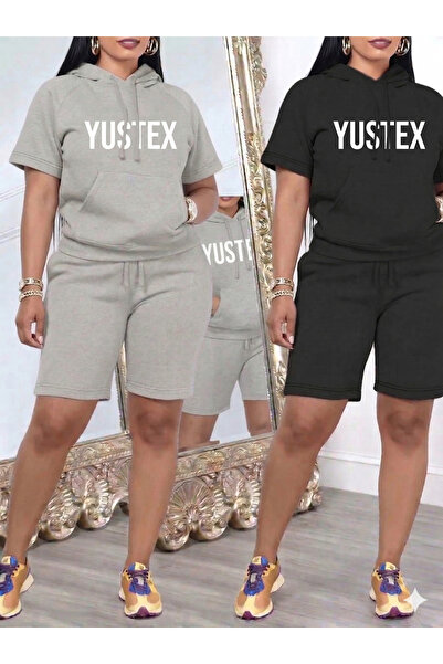 CAONNES 2-Pack Women's Shorts Set - Black and Gray High-Waisted No-Show Overs...