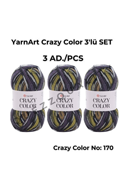 Yarnart مجموعة كريزي كولور المكونة من 3 خيوط محبوكة يدويًا رقم: 110