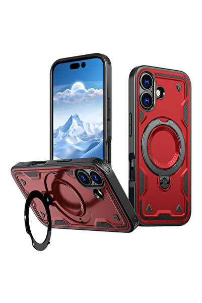 VERTEK Hybrid Armor MagRing MultiAngle Case for iPhone 17, Red