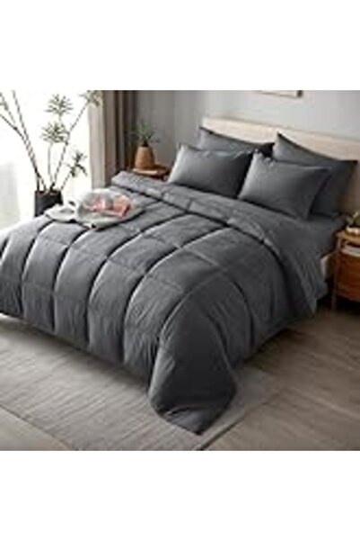 TENCEL 100% Natural Lyocell 4 Piece Bedding Set in Solid Colours (Blue, Super...