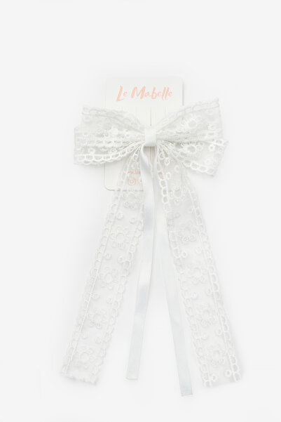 Le Mabelle White Chain Flower Patterned Girl's Automatic Buckle