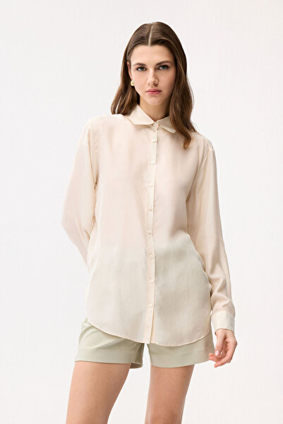 adL Ekru Erkek Yaka İpek Gömlek