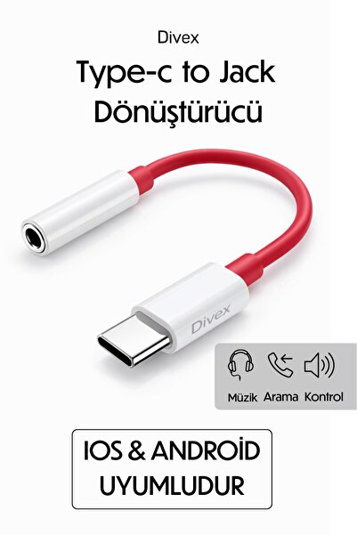 Divex Type-C to 3.5mm Aux Jack Dönüştürücü - iPhone ve Android Uyumlu Kulaklı...