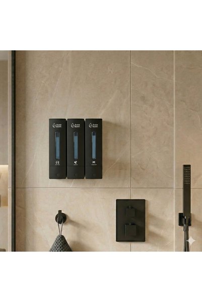 Aura Bath 3-Pack Wall Mounted Liquid Soap Dispenser Shampoo Shower Gel Dispenser Slim Design 3X400Ml