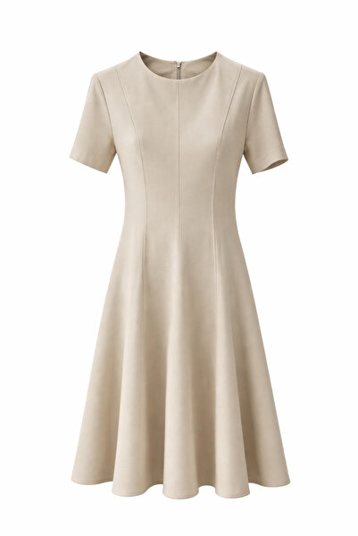 Maldia Shop Γυναικείο φόρεμα μάξι σε μπεζ χρώμα πριγκίπισσας