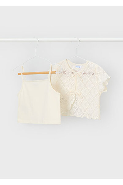 MAYORAL Girl's Crochet 2-Piece T-Shirt Set Beige - 3015