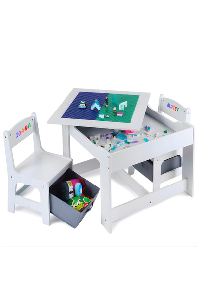 Suporto Suporto Children's Table and Chair Set, Construction Piece Board, Whi...