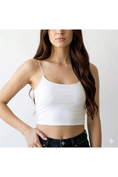 LİRONA Lirona-Women's Thin Strap Crop Top Modal Bodysuit