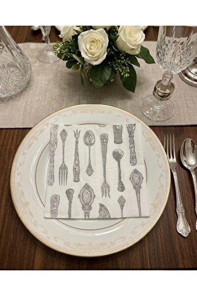 Alika Tekstil ve Ev Gereçleri Vintage Desenli Peçete – 33x33 cm | 20 Adet