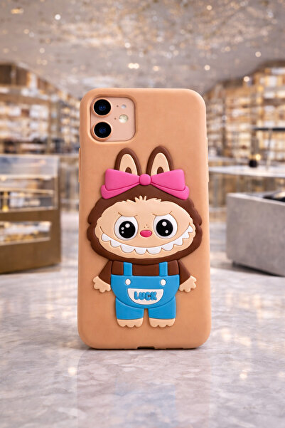 mopal kılıf iPhone 11 Compatible 3D Labubu Luck Case Silicone with Bow Cute D...
