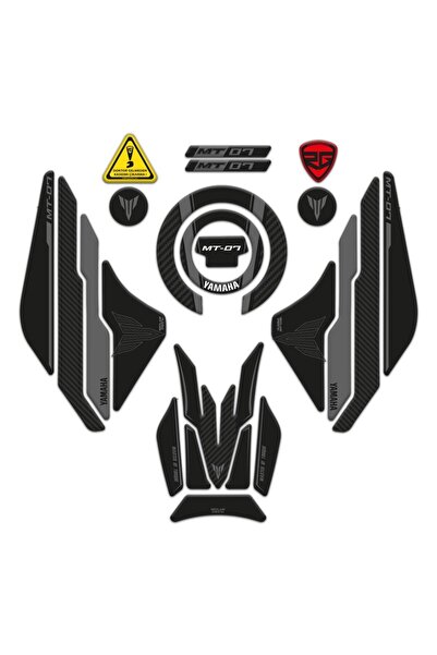 Redline Grafik Redlinegrafik MT-07 Uyumlu 2021-2023 Uyumlu Tank Pad Seti Blac...