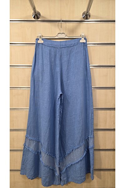 Park Moda Linen Trousers with Sequins on the Legs