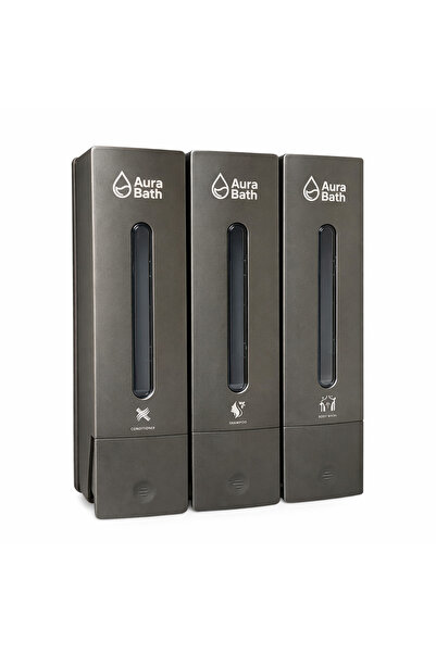 Aura Bath 3-Pack Wall Mounted Liquid Soap Dispenser Shampoo Shower Gel Dispen...