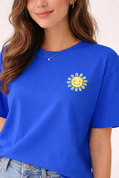 ArtYus Smiling Daisy Printed Unisex Oversize T-Shirt – Cotton Crew Neck Casua...