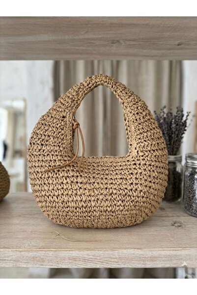 Axesoire NWC-1055 Ψάθινη τσάντα με φερμουάρ σε χρώμα καμηλό