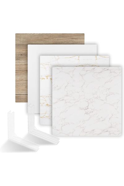 Al Raied 2 Pcs 1.8 Ft/55cm Photo Backdrop Boards, 2 in 1 Marble & Wood Textur...