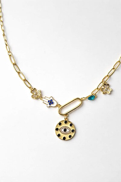 CHARMLUCKY ÖZEL SERİ GÖZ-HAMSA-YONCA CHARM KOLYE