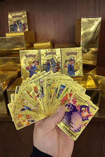 HEPBİMODA Pokemon Altın Kart Gold Card 1 Kutu Kart (25 Adet Gold Kart Icerir)