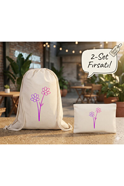 Boom town حقيبة ظهر من القماش، مجموعة محفظة من قطعتين