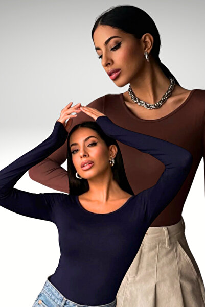 Bipantolon Γυναικείο Κολάρο Πριγκίπισσας σε Καφέ και Σκούρο Μπλε