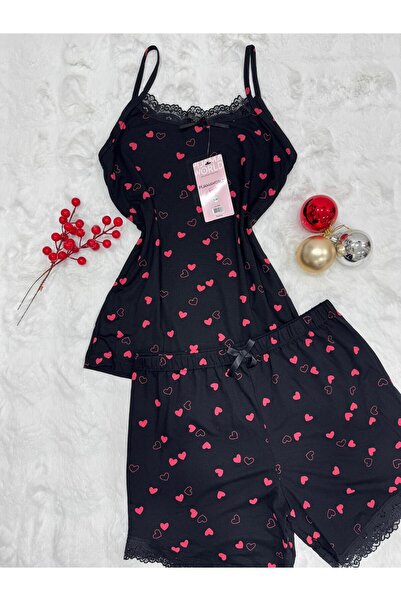 pijamaworld DANTEL DETAY ŞORTLU TAKIM