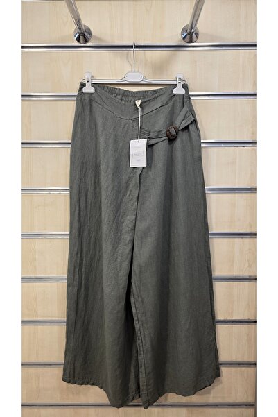 Park Moda Italian Linen Trousers with Belt Buckle
