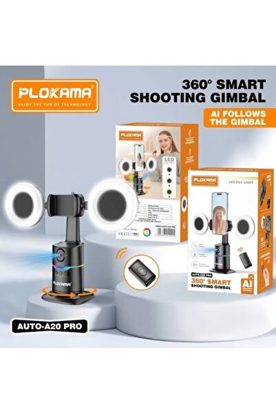 PLOKAMA حامل تصوير ذكي بتتبع تلقائي 360 درجة | إضاءة LED مدمجة وبدون تطبيقات