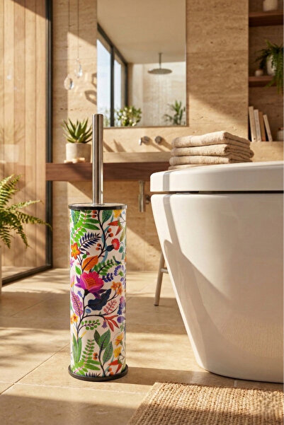 GörSeç Βούρτσα τουαλέτας από ανοξείδωτο ατσάλι με ανοιξιάτικο σχέδιο & βούρτσ...