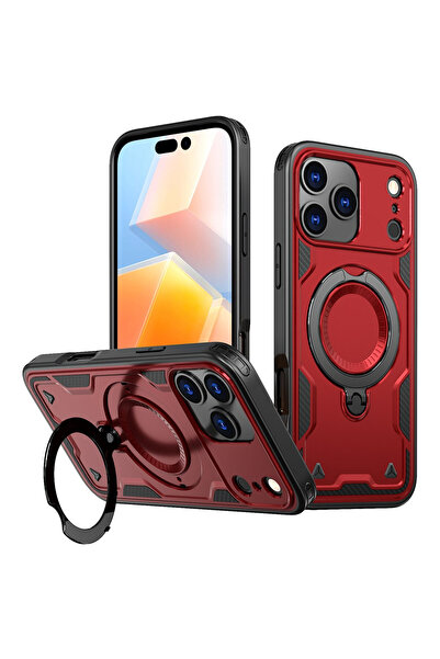 VERTEK Hybrid Armor MagRing MultiAngle Case for iPhone 17 Pro, Red