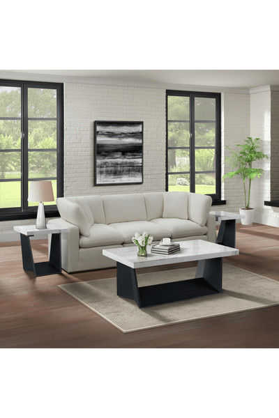 Roots Furniture Beckley End Table In White Marble Top