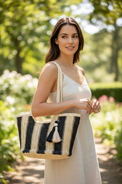 Aware Time Ženska slamnata torba za nošenje preko ramena za plažu i svakodnev...