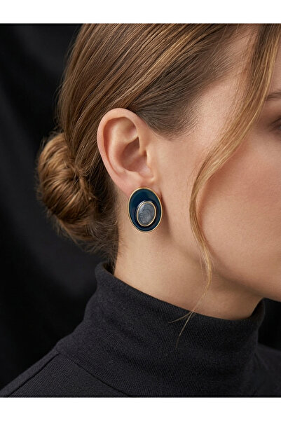 618 CONCEPT Oval Shape Marble Patterned Stylish Earrings
