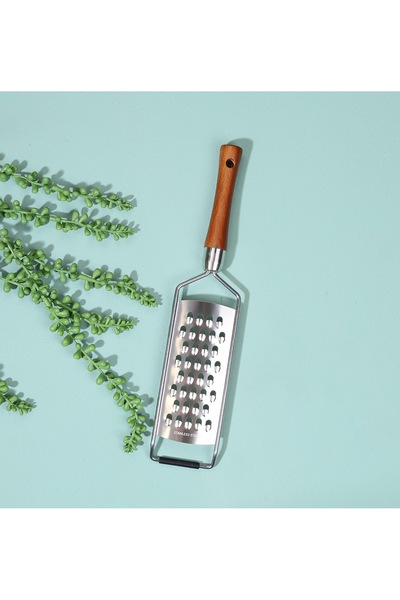 Bereketli Store Stainless Steel Hand Grater with Wooden Handle – Cheese, Vege...