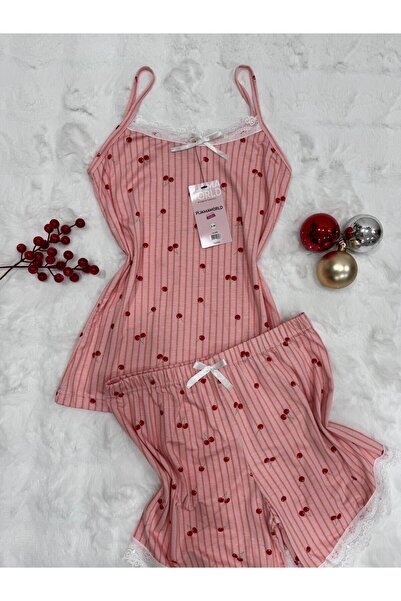 pijamaworld DANTEL DETAY ŞORTLU TAKIM