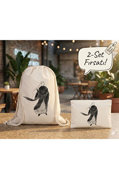 Boom town Cloth Backpack, Wallet Set of 2