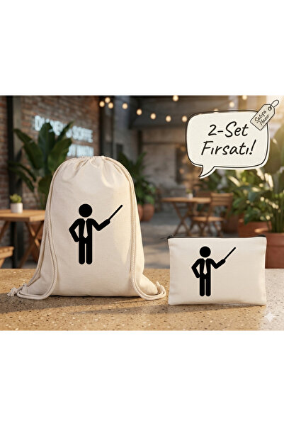 Boom town Cloth Backpack, Wallet Set of 2