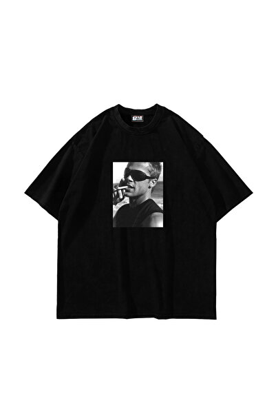 Bak Moda Μπραντ Πιτ με τύπωμα oversized Ουνισέξ Μαύρο Μπλουζάκι