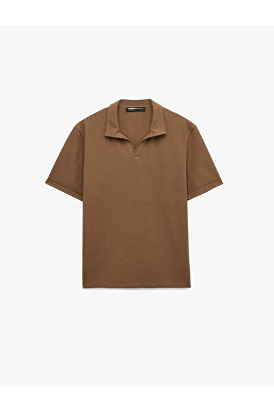Koton Regular Fit Kısa Kollu Dokulu Basic Polo Yaka Tişört