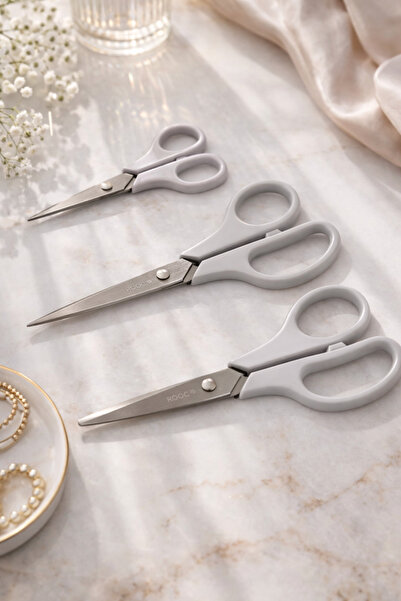 Rooc Set de foarfece din 3 piese 21,5-19,5-14 cm din oțel inoxidabil, gri