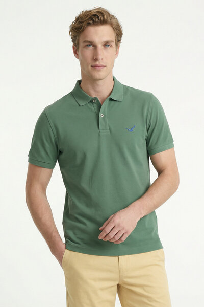 SMILE Cayman Khaki 100% Gazeli Aegean Cotton Polo T-Shirt