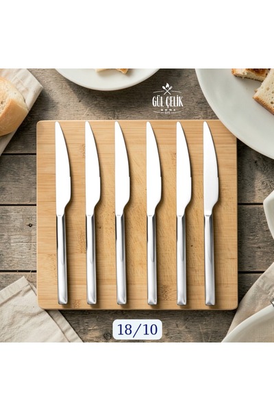 Gül Mutfak Sade 12'li Yemek Bıçak Takımı 18/10 Kalite