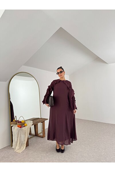 Nesil Γυναικείο μακρύ φόρεμα με βολάν