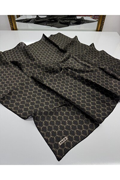 Aker Silk Crepe Satin Scarf Black Mink