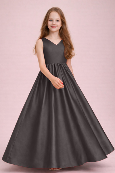 nsmkidslife Κοριτσίστικο φόρεμα με λεπτομέρεια σε σχήμα V, κομψό σατέν φόρεμα...