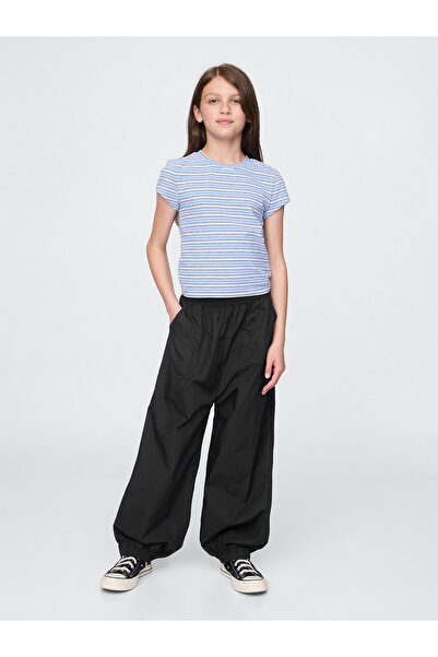 GAP Kız Çocuk Siyah Poplin Baggy Jogger Pantolon