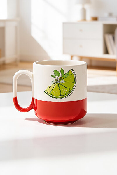 BB TRADE Green Lemon Design Ceramic Printed Pro Mug 330ml