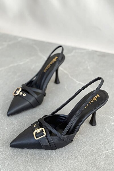 MODAADAM Pantofi cu toc subțire Wille pentru femei - piele neagră