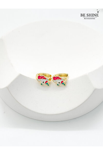 Be shine accessories Unicorn 18K Çelik Çocuk Küpe