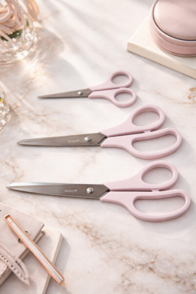 Rooc Set de 3 foarfece 21,5-19,5-14 cm, oțel inoxidabil, roz